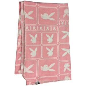 Playboy Bunny Pink‎ Thin Fleece Throw Blanket White Logo 50x60